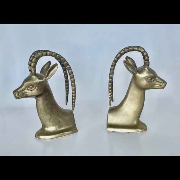 Vintage Accents Vintage Brass Gazelle Bookends Collectible Brass